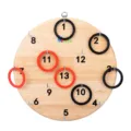 Wooden ring toss game board with numbered hooks and colorful rings for kids indoor interactive fun. - DX-Ring Toss Game