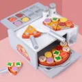 Wooden pizza oven toy set, pretend play kitchen food cutting game for kids early education. - Pizza Oven