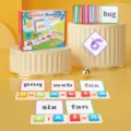 Wooden reading blocks CVC phonics flashcards set for kids early education learning toy - XLS-Word Spelling Game