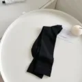Calcetines de canalé negros a media pierna, estilo sencillo, uso diario cómodo de algodón suave. - Talla única / Negro