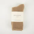 Calcetines de tubo medio gruesos y cálidos de color liso para mujer en otoño invierno - Talla única / Color Té con Leche