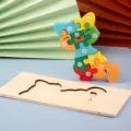 Juguete de bloques de rompecabezas de animales 3D de madera con números 1-10 para niños - Puzzle 3D de Zorro