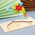 Juguete de rompecabezas de delfín 3D de madera para niños, tablero numérico educativo. - Puzzle 3D de Delfín
