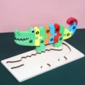 Ninos 3D Madera Cocodrilo Puzle Juguete Educacion Temprana Bloques Numericos Infantil - Puzzle 3D de Cocodrilo