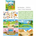 Kids magic static sticker book animal theme early education interactive toy with 4 scenes - Animal Style