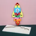 Puzzle de cohete de madera 3D para niños, juguete educativo de aprendizaje temprano con base. - Puzzle 3D de Cohete