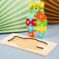 Rompecabezas de madera para niños oso juguete educativo con números para aprendizaje temprano. - Puzzle 3D de Oso