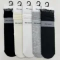 Hilo nayean Korean style thin lace hollow mid-tube slouch socks multi-color option. - One Size / White