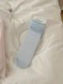 Calcetines de tubo medio de malla azul claro para mujer, calcetines de verano transpirables finos. - Azul Claro