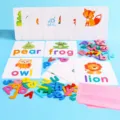 Educational wooden alphabet spelling flashcards toy set for kids early learning and cognitive training. - Alphabet Spelling Word Game