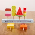 Set di giocattoli gelato in legno per bambini, simulazione gioco di ruolo dessert. - Ghiacciolo Orsetto