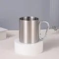 Outdoor dubbelwandige 300ml roestvrijstalen kampeer koffiemok met karabijnhaak handvat. - Natuurlijk