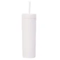 Gobelet en plastique blanc de 16oz avec paille, tasse d'eau droite effet peinture caoutchouc. - Blanc