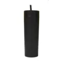 Gobelet en plastique noir mat de 16 oz avec paille, design droit idéal pour votre quotidien. - Noir