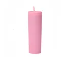 Roze 16 oz dubbelwandige kunststof beker met rietje en rubberen afwerking voor koude drankjes. - Roze