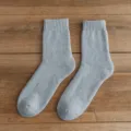 Herren dicke Wolle Winter warme thermische Crew Socken, einfarbig weiche gemütliche Socken. - Einheitsgröße / Grau