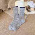 Women's grey speckle knit wool mid-tube warm winter slouch socks cozy thick casual hosiery - One Size / Light Gray
