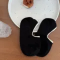 Women black low cut socks contrast trim breathable cotton invisible socks summer thin style - Black