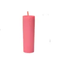 Gobelet mince en plastique rose mat avec paille, tasse d'eau isolée à double paroi de 16 oz. - Rouge Rose