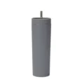Gobelet en plastique double paroi gris 16oz tasse droite avec paille finition caoutchouc - Gris