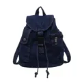 Casual denim backpack for women, multi-pocket stylish student school bag and daily daypack. - Dark Blue