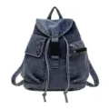 Casual denim backpack for women stylish blue school bookbag with multiple pockets daily use - Vintage Blue
