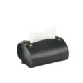 Caja de pañuelos de cuero negro, servilletero de cuero vintage para el hogar y auto. - Negro