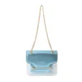 Transparent clear chain crossbody bag fashion metallic blue shoulder bag stylish mini square bag - Light Blue