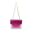 Transparent chain shoulder bag for women, stylish clear crossbody purse with metallic flap. - Rose Red