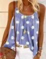 Top caraco imprimé marguerite femme été, débardeur ample sans manches décontracté. - XS / Hauts / Mauve Clair