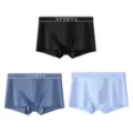 Caleçon homme coton respirant sous-vêtement confortable élastique lot de trois - L / Ensemble / Ensemble de 3 pièces / Noir, Bleu Gris et Bleu Clair