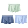 Boxers pour hommes en coton respirant sous-vêtements unicolores confortables lot - L / Ensemble / Ensemble de 3 pièces / Vert, Bleu Gris et Bleu Clair
