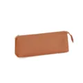 Estuche para lápices de cuero marrón, elegante bolsa de papelería minimalista para estudiantes. - Marrón