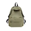 Nylon einfarbiger lässiger Rucksack für Studenten, leichter täglicher Campus Daypack in Khaki. - L / Grün