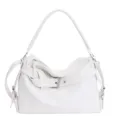 Elegante weiße PU-Leder Motorrad Umhängetasche mit Schnalle, retro lässige Damen Handtasche. - Weiß