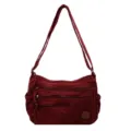 Rote Damen Umhängetasche aus Segeltuch, lässige, große Schultertasche mit vielen Fächern. - 28*12*18 cm / Rot