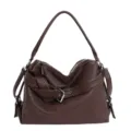Braune Leder Schultertasche Retro Motorrad Hobo Handtasche Freizeit Umhaengetasche - Braun