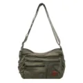Damen Segeltuch Umhängetasche Lässige Mehrfachtaschen Schultertasche Alltagstasche Handtasche - 28*12*18 cm / Grün