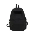 Schwarzer minimalistischer Nylon-Freizeitreucksack, eleganter Schueler- und Alltagsrucksack. - L / Schwarz