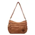 Braune Canvas Umhängetasche für Damen, lässige Freizeittasche mit mehreren Reißverschlüssen. - 28*12*18 cm / Dunkelbraun