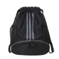 Schwarzer Sport-Kordelzug-Rucksack mit Reflexstreifen, Netztaschen und Reißverschluss. - Schwarz