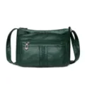Dunkelgrüne Leder Umhängetasche für Damen, stilvolle Handtasche mit mehreren Taschen für Alltag. - Grün