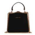Black box handbag with gold chain strap, elegant shoulder bag for women summer fashion. - Black