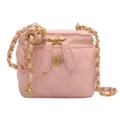 Pink Quilted Chain Vanity Bag Women Fashion Crossbody Shoulder Bag PU Leather Box Bag - S / Pink