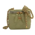 Light green quilted chain vanity bag for women, stylish crossbody shoulder handbag. - S / Green