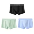 Hommes boxer short en coton respirant sous-vêtements confortables lot de trois pieces - L / Ensemble / Ensemble de 3 pièces / Noir, Vert et Bleu Clair