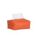Caja de pauelos de cuero tejido de lujo naranja soporte para servilletas de escritorio hogar - Naranja