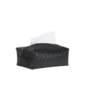 Caja de pañuelos de cuero tejido negro, elegante variante de almacenamiento. - Negro