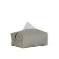 Grey faux leather woven tissue box for living room desk, waterproof and oilproof desktop storage. - Gray