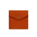 Bolsa de almacenamiento de mascarilla de cuero PU naranja con botón, estuche impermeable. - Naranja